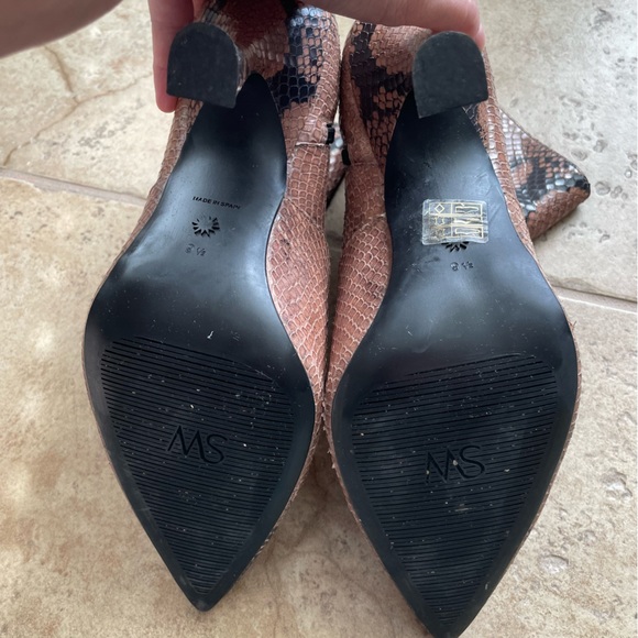 Fierce! Stuart Weitzman Melena Snakeskin-Embossed Leather Ankle Boots Size 9.5 - Picture 4 of 8